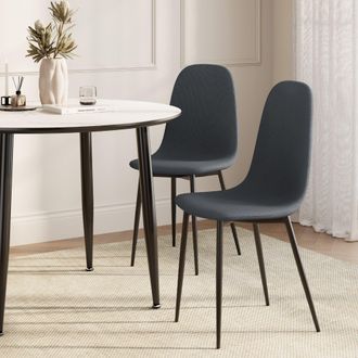 VonHaus Cavell Cord Design with Black Legs Set of Dining Chairs in Blue | Size: 6 Pack