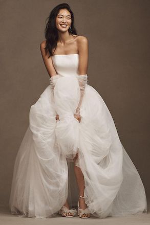 Jenny Yoo Jenny by Jenny Yoo Georgina Strapless Corset Drop-Waist Tulle Wedding Gown