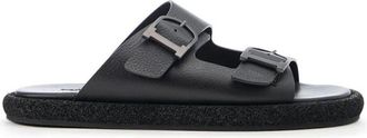 Iceberg Zwarte slippers met dubbele band en gespen - Heren - Sandalen - Zwart - 44 EU - Schoenen