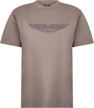 HUGO BOSS Mercerized Cotton T-shirt met vleugeldetail - Heren - T-shirts - Bruin - XS - Katoen - Tops