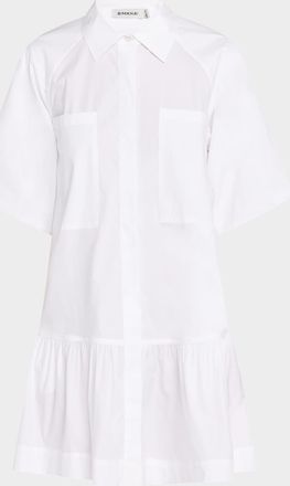 SIMKHAI Crissy Puff-Sleeve Cotton Poplin Mini Shirtdress