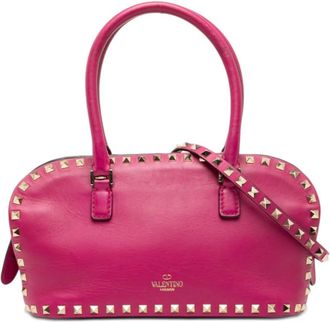 Valentino Pre-owned Valentino Leather Rockstud Top Handle Bag Ladies 3H6Z2Y90082NF90J