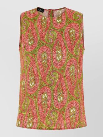 Etro sleeveless paisley-print twill blouse