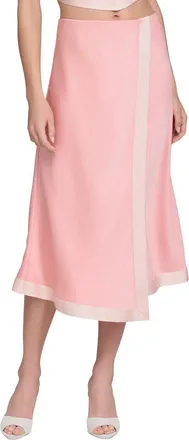 Avec Les Filles Asymmetrical Faux Wrap Midi Skirt