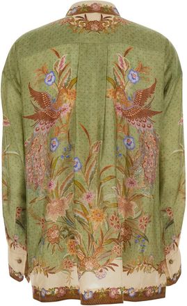 Zimmermann Womens Relaxed Shirt Indra Multicolour Silk Blouses