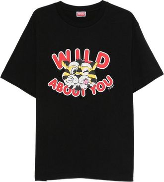 Kenzo Black T-Shirt In Cotton With Print