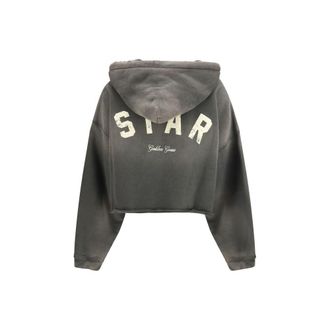 Golden Goose Cropped Cotton Hoodie - Gray