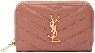 Saint Laurent Cassandre Quilted Card Wallet in Barely Pink at Nordstrom