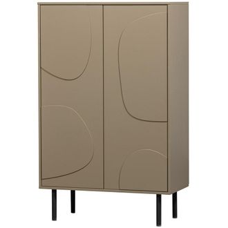 Woood Aparador alto de 2 puertas de madera h135cm - beige