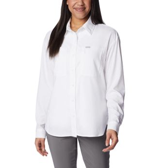 Columbia Womens Silver Ridge Utility Long Sleeve Shirt, White, X-Large