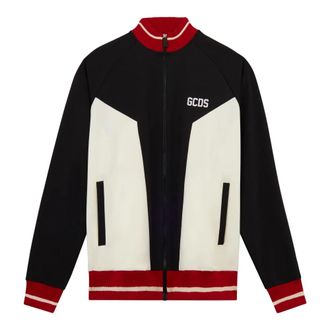 GCDS Bomber Jackets, male, Black, Size: L Color Block Track Jacket