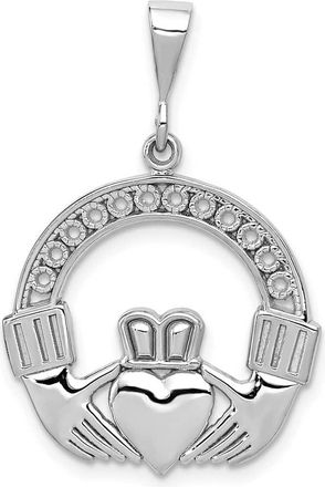 Diamond2Deal 14k White Gold Claddagh Pendant