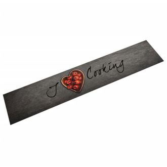 vidaXL Alfombra De Cocina Lavable Terciopelo Texto Cooking 60x300 Cm Vidaxl