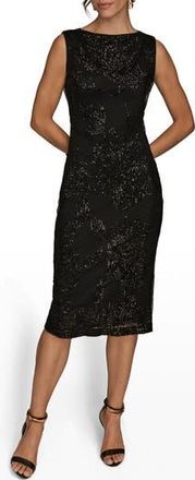 DKNY Sequin Mesh Midi Dress in Black at Nordstrom Rack, Size 16