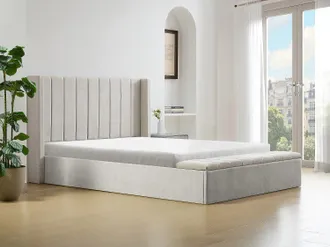 Vente-Unique Letto con contenitore 180 x 200 cm con panca Tessuto Beige - DOUINO