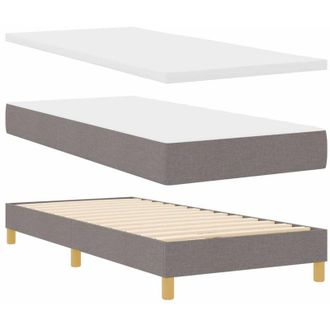 vidaXL Cama Con Somier Con Colch&oacute;n Con Cabecera Taup&eacute; 80 X 200 Cm Tela Vidaxl