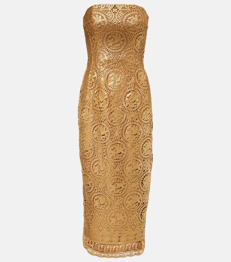 slim fit dress slacks Laelia Dress In Gold Textured Jacquard main image 1