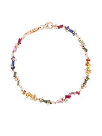 Suzanne Kalan Bracciale Fireworks in oro rosa 18 carati con diamanti e zaffiri arcobaleno