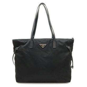 Prada Black Nero Nylon Leather Shoulder Bag Tote Bag (Pre-Owned)