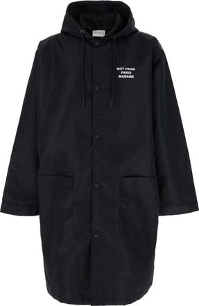 Dr&ocirc;le de Monsieur Zwarte Parka Jas met Logo Details - Heren - Parka Jassen - Zwart - XL - Jassen