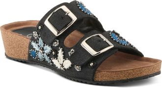 Azura Miraflores Platform Wedge Slide Sandal in Black Multi at Nordstrom, Size 5.5-6Us