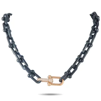 Tiffany & Co. HardWear Titanium and 18K Rose Gold 1.60ct Diamond Link Limited Edition Necklace TI20-051526