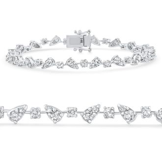 Pompeii3 3.43Ct 14k White Gold Natural Real Diamond Pear Frame Tennis Bracelet 7 Womens