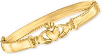 Ross-Simons 18kt Gold Over Sterling Claddagh Bangle Bracelet