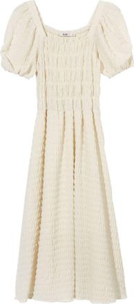 B+ab smocked midi dress - women - Cotton/Polyester - S - Neutrals