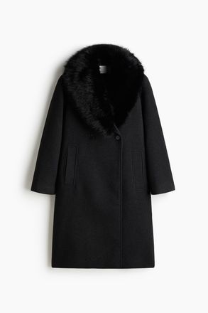 H&M Zweireihiger Mantel - Schwarz