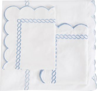 Melange Home Scallop Rope Duvet & Sham Set in White/Blue at Nordstrom Rack, Size Full/queen