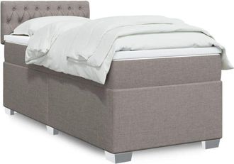vidaXL Cama Box Spring Con Colch&oacute;n Tela Gris Taupe 90x200 Cm Vidaxl