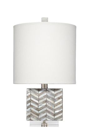 Jamie Young Co. Garbo Mother of Pearl Table Lamp with Linen Shade, Blue in Grey at Nordstrom
