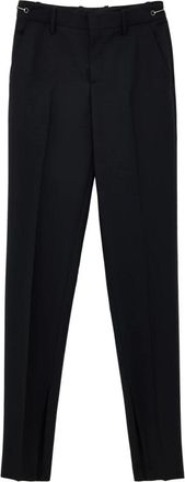 Gucci Zwarte op maat gemaakte broek met metalen detail - Dames - Slim Fit Broeken - Zwart - M - Wol - Broeken