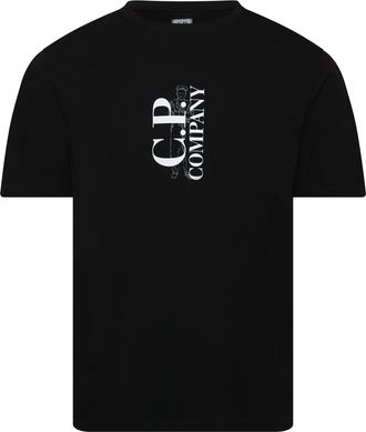 C.P. Company Mens 30/1 Jersey Vertical Logo T-Shirt in Black Cotton - Size X-Large