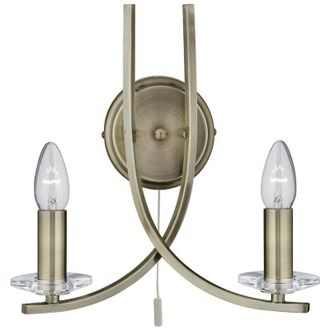 Searchlight Applique Industrial-Nordico Ascona Acciaio Ottone Vetro 2 Luci E14