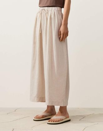 Oysho Pantaloni a palloncino in 100% lino color sabbia m&eacute;lange-Marrone