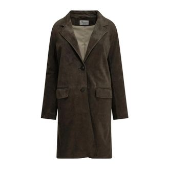 Semper Jassen, Dames, Bruin, XS, Su&egrave;de, Su&egrave;de Blazer Jas Lange Pasvorm