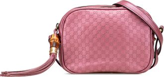Gucci Pre-owned Womens Bamboo Crossbody Signature Bag - Rose Gold Leather - One Size