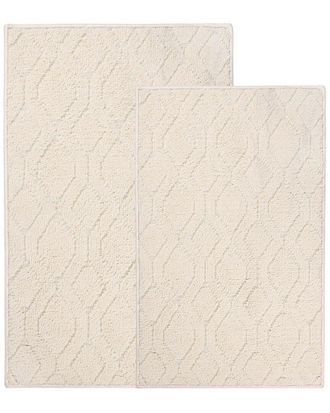 Superior Set of 2 Large Brou Geometric Diamond Washable Bath Rugs