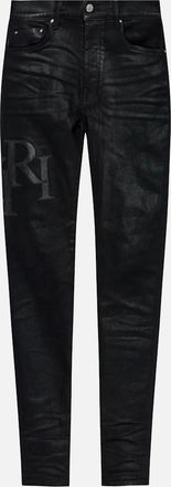 Amiri Mens WAXED STAGGERED LOGO SKINNY JEAN - Black - Size: 32/33/34/32