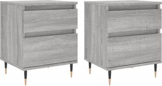 vidaXL Vidaxl - Mesita de noche 2 uds madera ingeniería gris Sonoma 40x35x50 cm