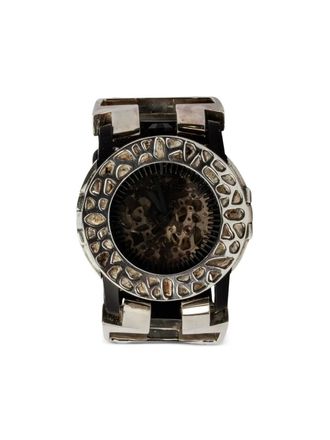 Parts Of Four P4-FOB Watch 1431 42mm - unisex - Buffalo Leather/Sterling Silver/Diamond - M - Black