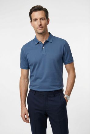 Olymp Poloshirt OLYMP Casual, Herren, Gr. XXL, blau (rauchblau), Piqu&eacute;, Obermaterial: 100% Baumwolle, Shirts Poloshirt