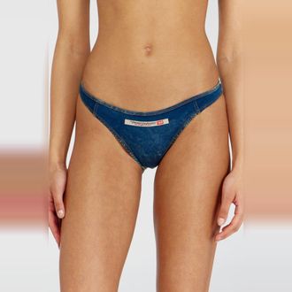 Diesel Cotton Brazilian briefs with denim effect - Strings - Woman - Blue