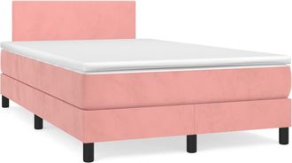 vidaXL Vidaxl - Cama Box Spring Con Colch&oacute;n Terciopelo Rosa 120x190 Cm