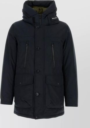 Woolrich cotton down jacket with hood and pockets