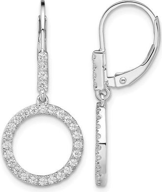 Diamond2Deal 14K White Gold 0.55 ct Lab Grown Diamond Circle Dangle Leverback Dangle Earrings VS Clarity, G-H Color