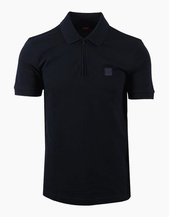 HUGO BOSS Mens Boss Orange PASSERZIP POLO DARK BLUE - Navy - Size: 44