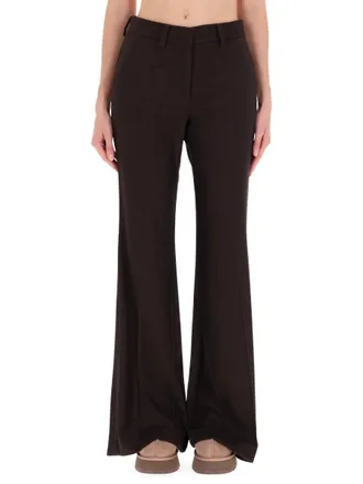 Alysi High-Waisted Wide-Leg Flannel Wide-Leg Pants